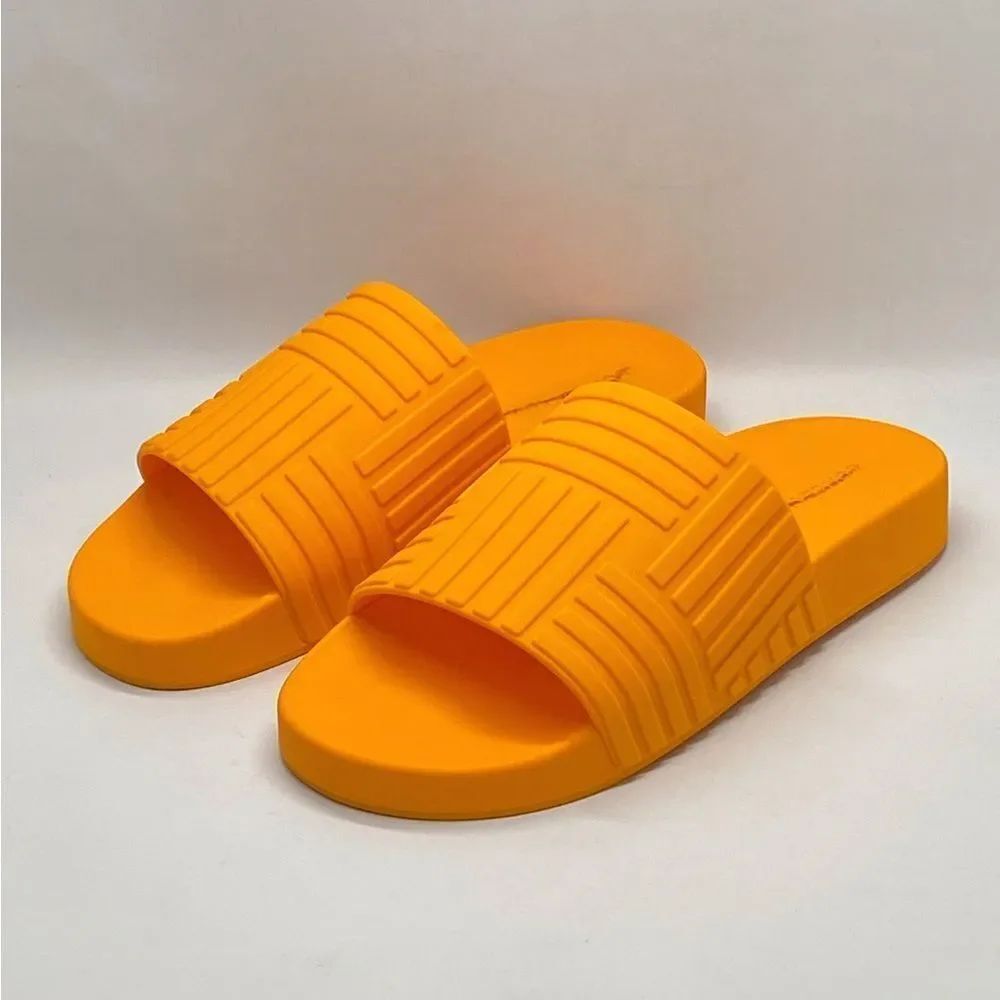 Bottega Veneta Orange Rubber Slides size 37